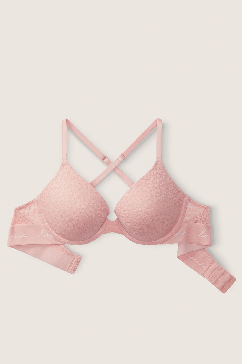 Victoria's Secret Wear Everywhere Cipkovane Push Up T-Shirt Bra Strieborne Ruzove | HNXWD-2193