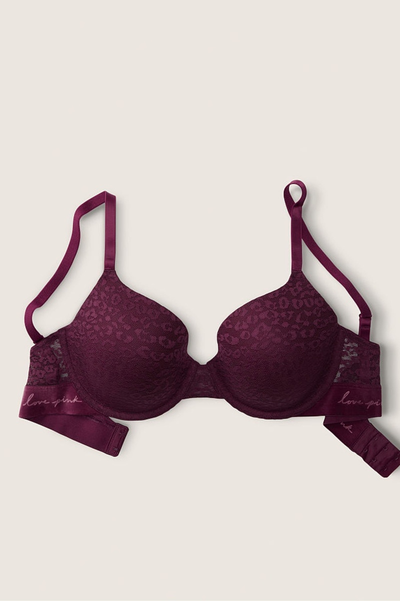 Victoria's Secret Wear Everywhere Cipkovane Lightly Podsite T-Shirt Bra Bordove Nachový | QUACB-9734