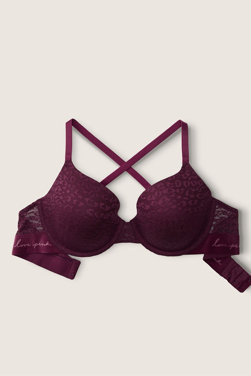 Victoria's Secret Wear Everywhere Cipkovane Lightly Podsite T-Shirt Bra Bordove Nachový | QUACB-9734