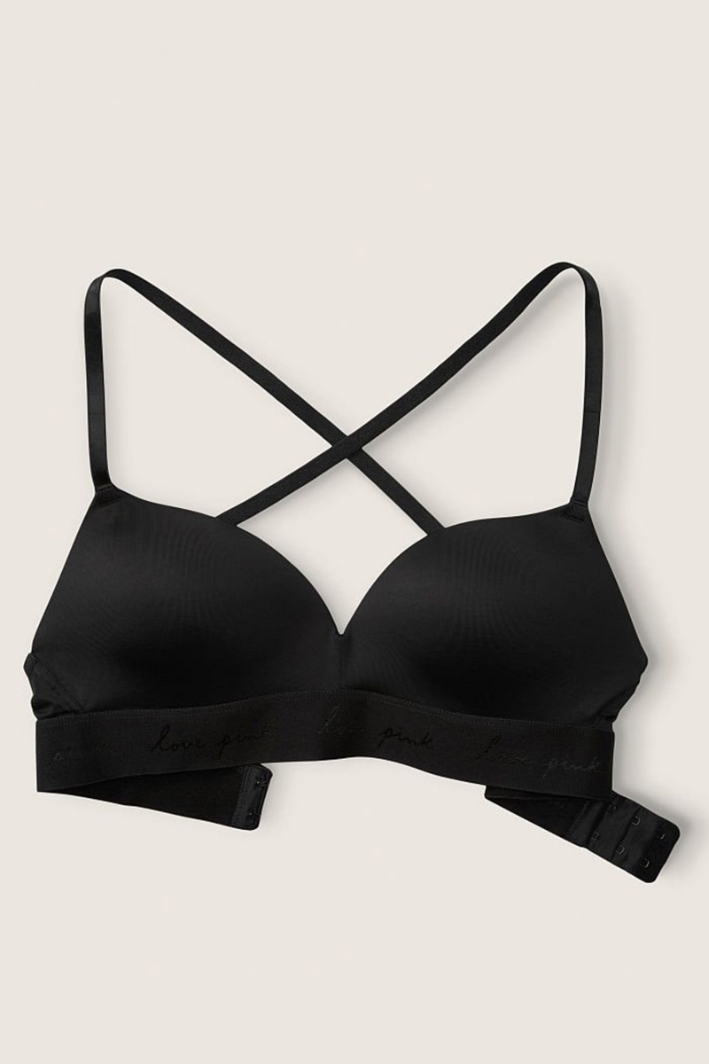 Victoria's Secret Wear Everywhere Smooth Non Wired Push Up T-Shirt Bra Čierne | ETVPO-7328