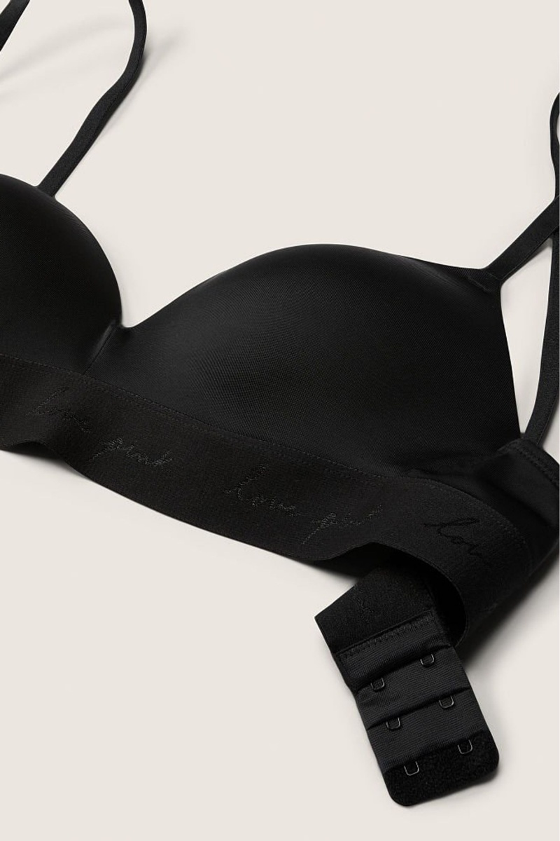 Victoria's Secret Wear Everywhere Smooth Non Wired Push Up T-Shirt Bra Čierne | ETVPO-7328