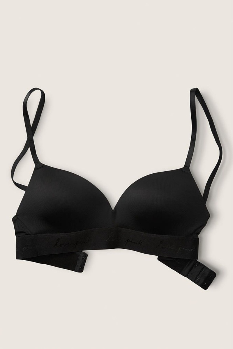 Victoria\'s Secret Wear Everywhere Smooth Non Wired Push Up T-Shirt Bra Čierne | ETVPO-7328