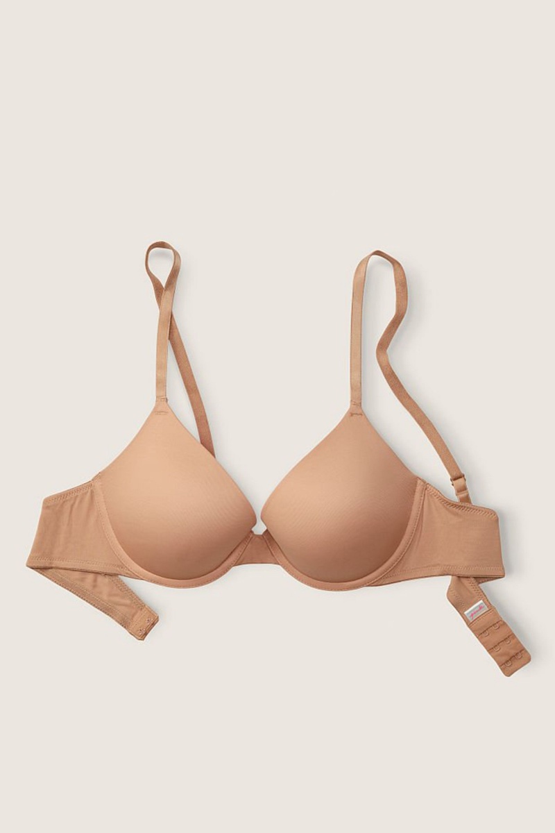 Victoria's Secret Wear Everywhere Smooth Push Up T-Shirt Bra Káva Hnede | PLTQV-7283