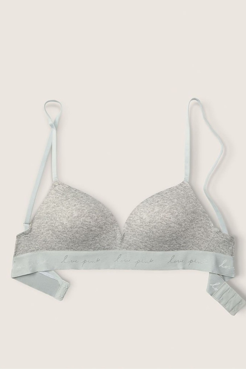 Victoria's Secret Wear Everywhere Smooth Non Wired Push Up T-Shirt Bra Siva | PBAGH-6513