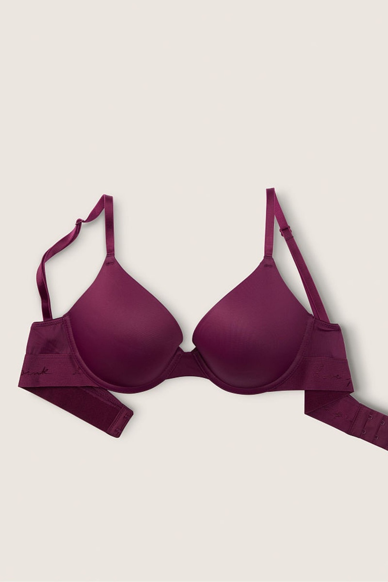 Victoria's Secret Wear Everywhere Smooth Push Up T-Shirt Bra Bordove Nachový | VNECI-7865