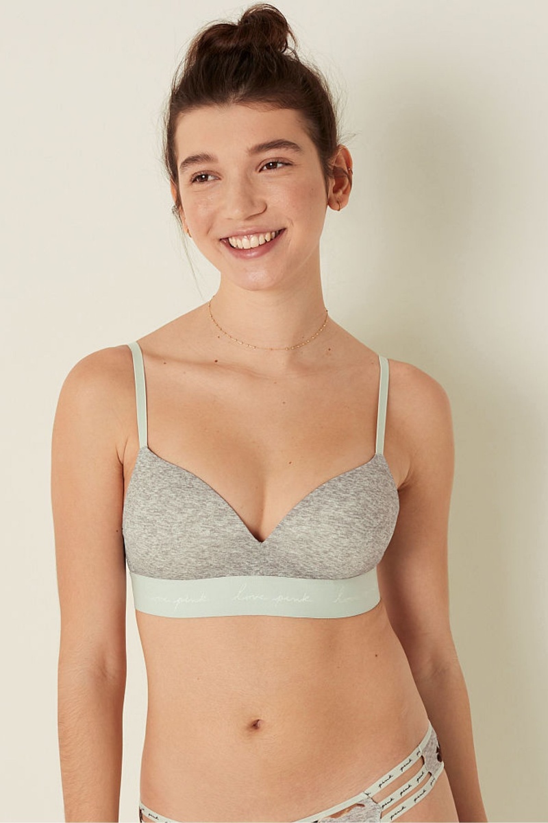 Victoria\'s Secret Wear Everywhere Smooth Non Wired Push Up T-Shirt Bra Siva | AMSUJ-3602