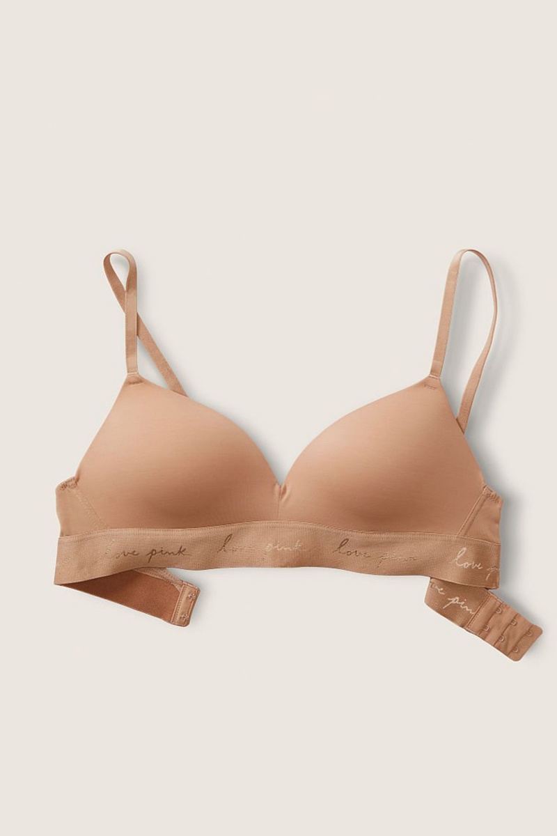 Victoria's Secret Wear Everywhere Smooth Non Wired Push Up T-Shirt Bra Mocha Latte Nude | UINYP-4895