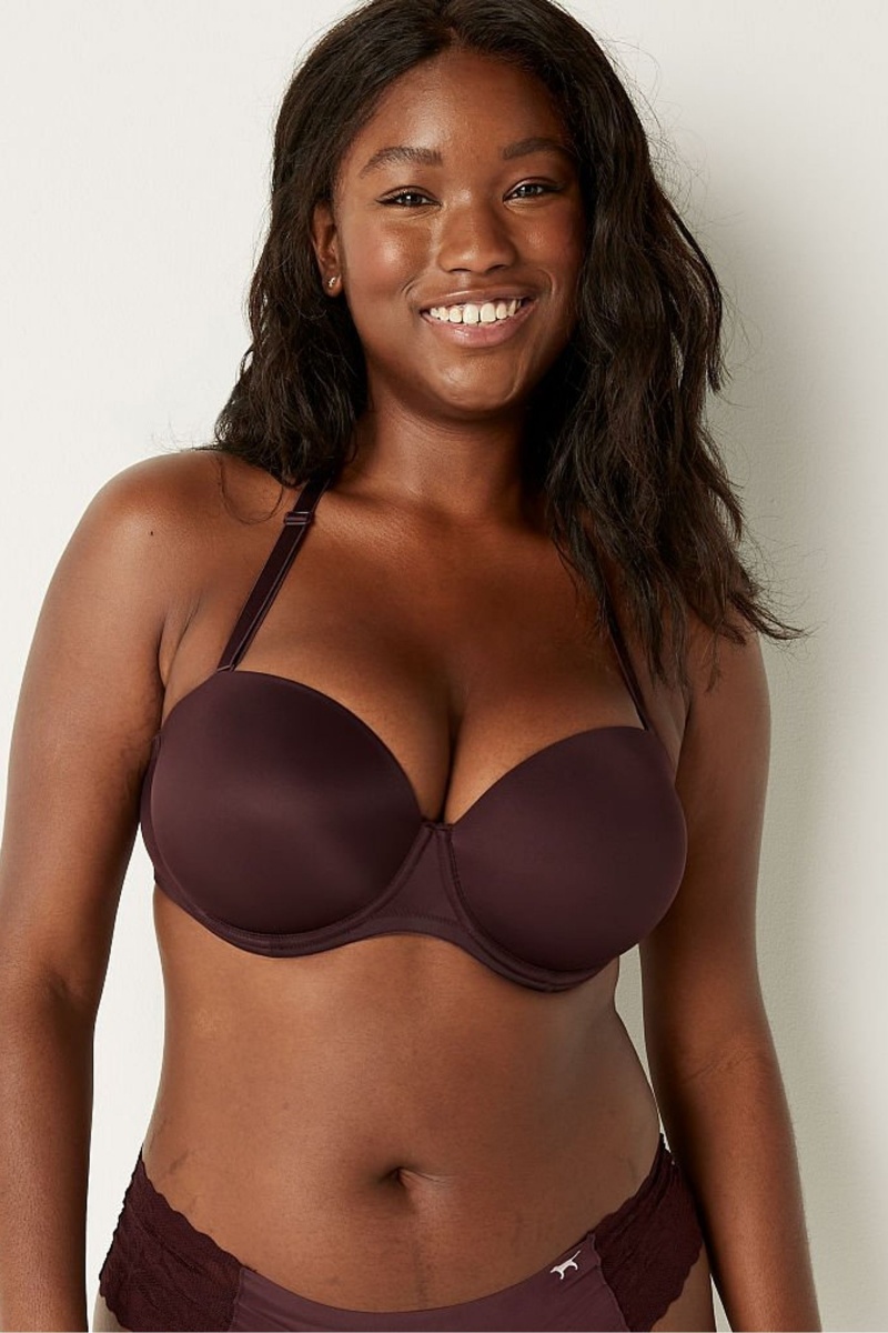 Victoria's Secret Wear Everywhere Smooth Multiway Strapless Push Up Bra Káva Hnede | HWRAC-9481