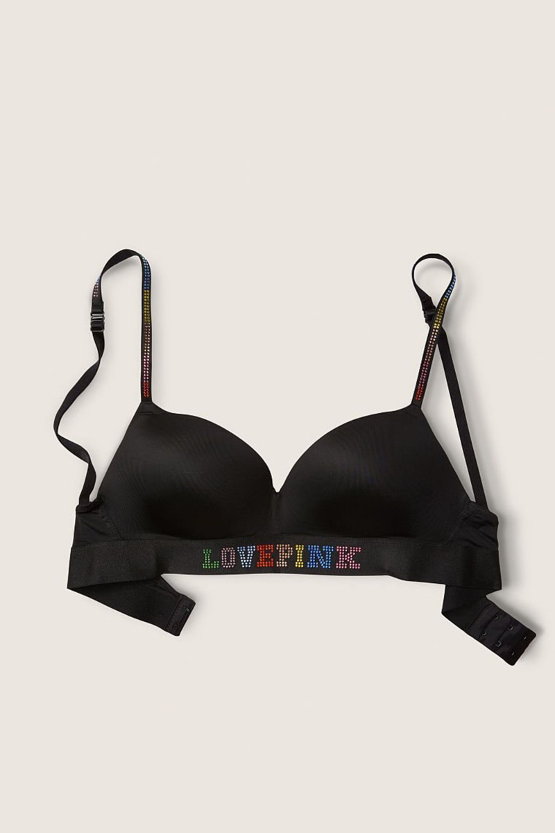 Victoria's Secret Wear Everywhere Smooth Shine Remienkove Non Wired Push Up T-Shirt Bra Čierne | NZXFJ-4158