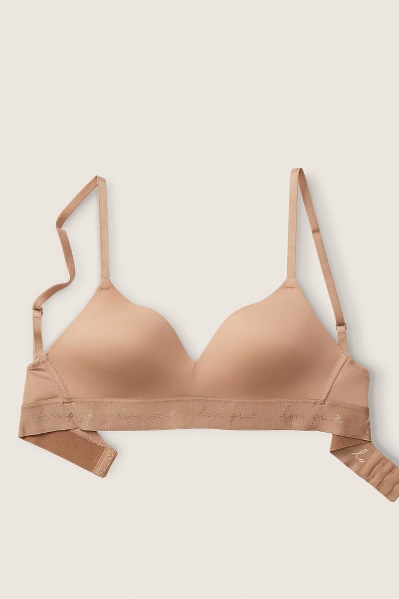 Victoria's Secret Wear Everywhere Smooth Lightly Podsite Non Wired T-Shirt Bra Mocha Latte Nude | HUNOD-4536