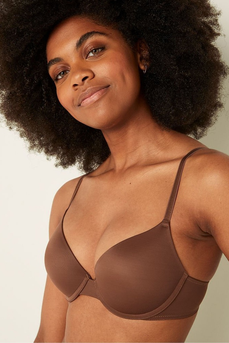 Victoria's Secret Wear Everywhere Wear Everywhere Smooth Push Up T-Shirt Bra Hnede | QPLJW-7926