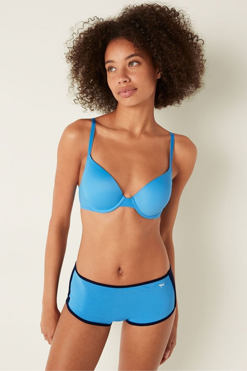 Victoria\'s Secret Wear Everywhere Wear Everywhere Smooth Push Up T-Shirt Bra Modre Modre | DEHMF-7192